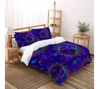 DICVXST 3D volti cosmici Set Di Biancheria Da Letto Ragazzi 3 Pezzi Microfibra 2 Federe Cuscino Doppio Con Chiusura A Cerniera Super King（260x220cm）