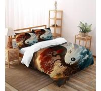 DICVXST 3D Yin Yang Tree Set Di Biancheria Da Letto Adulti 3 Pezzi in Microfibra 2 Federe Cuscino Doppio Con Chiusura A Cerniera King（220x240cm）