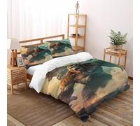 DICVXST 3DGodzilla KongSet Di Biancheria Da Letto Ragazzi Set Da 3 Pezzi Morbido E Accogliente 2 Federe Cuscino Doppio Con Chiusura A Cerniera King（220x240cm）