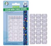 DID Mini ganci trasparenti per cavi, adesivi rimovibili, 13 mm x 18 mm, organizer per cavi sicuri per il noleggio per luci a corda, nessun danno alla parete, facile rimozione, contiene circa 300 g per