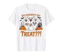 Did Somebody Say Treat Ghost Dogs Halloween Costume Donna Maglietta