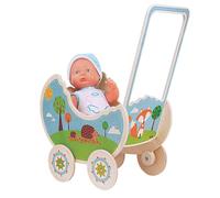 Dida - Carrozzina in Legno per Bambole, Il Bosco, Passeggino Giocattolo per Bambole fino a 35 cm, Ideale per Giochi di Ruolo, Bambini 2-4 Anni