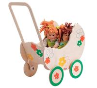 Dida - Carrozzina per Bambole Fiore: Passeggino in Legno per Bambole Piccole fino a 35 cm, Perfetto per Giochi di Ruolo di Bambini 2-4 Anni, Ideale per Piccole Mamme e Papà