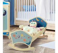 Dida - Culla per Bambole Luna, Lettino Oscillante in Legno con Set di Biancheria, Ideale per Bambole Fino a 50 cm, Giocattolo Educativo per Bambini 2 3 4 Anni, Gioco di Imitazione