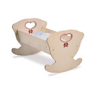 Dida - Culla per Bambole Natura, Lettino Oscillante in Legno con Set di Biancheria, Ideale per Bambole fino a 50 cm, Giocattolo Educativo per Bambini, Prodotto Artigianale Italiano
