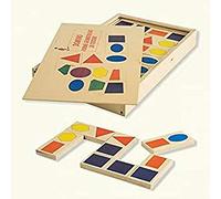 Dida - Domino in Legno con Forme Geometriche Colorate - Gioco Educativo Montessori per Bambini, Set da 28 Tessere, Gioco da Tavolo Didattico per l'Apprendimento di Forme e Colori