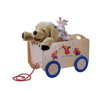 Dida - I Musicanti: Carretto Trainabile in Legno per Bambini 2-4 Anni, Giochi Educativi Montessori con Ruote, Porta Giochi Divertente e Stimolante