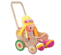 Dida Passeggino per Bambole in Legno 'Fiore' - Carrozzina per Bambole Fino a 35 cm, Giocattolo di Ruolo per Bambini dai 2 ai 4 Anni, Perfetto per i Piccoli Genitori