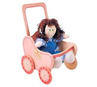 Dida - Passeggino per Bambole Rosa: Realizzato in Legno, Carrozzina per Grandi Bambole fino a 50 cm Ideale per i Giochi di Ruolo di Piccole Mamme e Papà, per Bambini 2 3 4 Anni