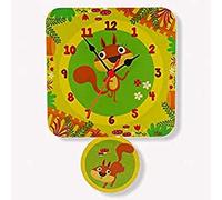 Dida - Scoiattoli, Orologio a Pendolo da Parete per Bambini con Animali in Legno, Arreda e Rallegra la Cameretta dei Bimbi e ogni Ambiente della Casa, Prodotto Made in Italy