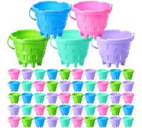Didaey 50 secchi da spiaggia per bambini, secchi di sabbia in plastica per ragazzi e ragazze, secchi di sabbia per spiaggia, sandbox, piscina, giardinaggio, bomboniere per feste estive (colore dolce)