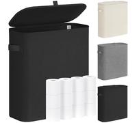 DIDAINT 33L Porta Rotolo Carta Igienica da Terra, Mobiletto Cestini Bagno Portaoggetti, Contenitore Carta Igienica con Coperchio für 9-16 Rollen Klopapier, Nero