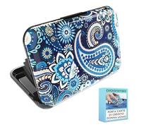 Didarenba Porta carte di credito uomo donna Alluminio con sistema di chiusura RFID Anti-frode Anti-contactless Grande capacità paisley