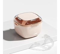 DIDATOOL Custodia trasparente per protesi dentaria, con cestello rimovibile per risciacquo, custodia per la pulizia, l'ammollo e la conservazione di protesi, paradenti e fermi ortodontici (rosa)