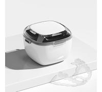 DIDATOOL Custodia trasparente per protesi dentaria con cestello rimovibile per risciacquo, custodia per la pulizia, l'ammollo e la conservazione di protesi, paradenti e fermi ortodontici (bianco)