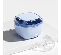 DIDATOOL Custodia trasparente per protesi dentaria, con cestello rimovibile per risciacquo, custodia per la pulizia, l'ammollo e la conservazione di protesi, paradenti e fermi ortodontici (azzurro)