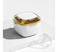 DIDATOOL Custodia trasparente per protesi dentaria, con cestello rimovibile per risciacquo, custodia per la pulizia, l'ammollo e la conservazione di protesi, paradenti e fermi ortodontici (giallo)