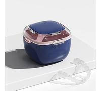 DIDATOOL Custodia trasparente per protesi dentaria, con cestello rimovibile per risciacquo, custodia per la pulizia, l'ammollo e la conservazione di protesi, paradenti e fermi ortodontici (blu scuro)