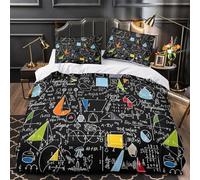 Didattica della matematica Set Di Copripiumino Set di 3 Pezzi microfibra stampa di 3D incluso federe con federa Design geometrico colorato copripiumino for bambini e ragazze Single（140x200cm）