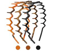 Didder 3 cerchietti in plastica a zig-zag, da donna, alla moda, ondulati, con denti, con punte ondulate, fasce per capelli con artiglio appuntito, da donna, guscio di tartaruga