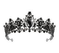 Didder Tiara barocca vintage con strass, corona di cristallo reale diademi neri per donne corona principessa diademi per ragazze accessori per capelli da sposa per matrimonio/ballo di fine