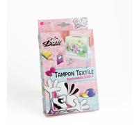 Diddl Kit tampone tessile personalizzabile, kit completo con lettere, motivi, 14 etichette termoadesive in 7 disegni, 20 etichette lavabili, collezione Diddl