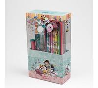 Diddl Set di scrittura A6, quaderno, penna, righello, gomma, penna con 6 matite colorate, temperamatite e organizzatore da ufficio, set di cancelleria, idea regalo per bambini e fan nostalgico anni