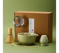 DiDiBirDi Set da tè Matcha da 5 pezzi, set di fruste Matcha, set tradizionale giapponese Matcha, ciotola per matcha, frusta in bambù (chasen), paletta (chashaku), supporto per frusta, setaccio in
