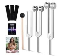 DiDiBirDi Set di 3 diapason da 128 Hz, 256 Hz, 512 Hz, con accessori per yoga e meditazione, esperienza rilassante grazie alla vibrazione sonora