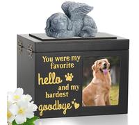 DiDiBirDi Urna in legno nero per cani con angeli per cani, urna di animali per cani, urna di animali con flanella nera, sacchetto di cenere, per cani, regalo commemorativo (50 kg