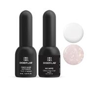 DIDIER LAB Fiber Base Coat Octagon e Top Coat No Wipe Glitter Gold Set - Supporto Unghie Rinforzante e Finitura Dorata Ultra Lucida - Formula a Lunga Durata di Qualità Professionale - 2×10ml