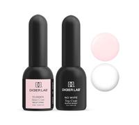 DIDIER LAB - Premium Rubber Base e Top Coat Semipermanente - Senza HEMA e TPO - Gel UV LED - Smalti Semipermanenti per Unghie - Milky Pink Base Semipermanente Unghie - Super Shiny Top Coat Gel -2x10ml