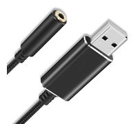 DIDILLX Adattatore audio da USB a 3,5 mm, cavo da USB a AUX, con microfoni, adattatore da USB a cuffie AUX, scheda audio esterna per PC