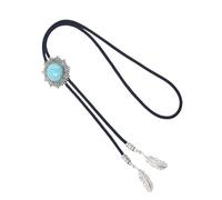 DIDILLX Bolotie - Collana da uomo in metallo con turchese sole, regolabile, in corda intrecciata, con ciondolo piumato, Chain Length:100cm, Metallo
