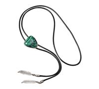 DIDILLX Bolotie - Collana da uomo in stile western, con pietra triangolare in finta pelle, con ciondolo a forma di piuma in metallo