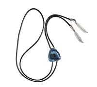 DIDILLX Bolotie - Collana da uomo in stile western, con pietra triangolare in finta pelle, con ciondolo a forma di piuma in metallo