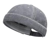 DIDILLX Cappello vintage casual senza tesa cappello regolabile lavato teschio cappello corno per donna maschio, grigio, 6 3/4-7 3/8