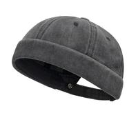 DIDILLX Cappello vintage casual senza tesa cappello regolabile lavato teschio cappello corno per donna maschio, Nero , 6 3/4-7 3/8