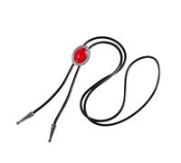 DIDILLX Rodeos Bolotie da uomo con ciondolo ovale in pietra intrecciata corda regolabile cravatta gioielli Western collana