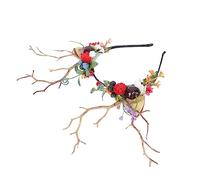 Didiseaon 1 Pc fascia di corno halloween hallowen corno di festival bandana fascia di ramo in con fiori accessorio per oggetto di scena per il copricapo tessuto