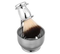 Didiseaon 1 Set set di pennelli da barba scaldamani invernale accessori ritmica cornice ciotola da barba in acciaio inossidabile porta rasoio di sicurezza ferro da stiro Silver