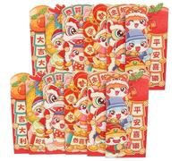 Didiseaon 12 Pezzi Confezione Buste Rosse Cinesi per Capodanno Lunare Carta Spessa Resistente con Design Cartoni Animati e Simboli di Fortuna Decorazioni per Feste Compleanno Matrimonio