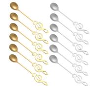 Didiseaon 12 Pezzi Inossidabile Musical Note Design Cucchiai Versatili per Latte e Dessert con Lungo Portatile per Uso