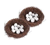 Didiseaon 12 Pezzi Nido Artificiale Decorativo Uova Finte, Set per Pasqua | Schiuma, per Uccelli e Piccioni, Ufficio e Negozio, Ornamento Micro Paesaggio