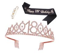 Didiseaon 1set Compleanno Per Ragazze Con Cintura Perle e Strass Accessori Eleganti Per La Festa Dei Anni Coroncina Compleanno e Sash Decorativo Per Celebrazioni Speciali
