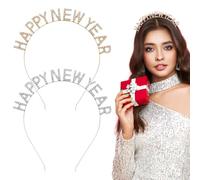 Didiseaon 2 cerchietti per capelli con lettere di strass, per feste di anno, decorazioni per capelli per feste e abiti festivi, design durevole ed elegante