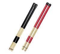 Didiseaon 2 Paia Bastoncini per Batteria in Bamboo e Gomma Spazzole Jazz per Ritmo Silenzioso Bacchette Resistenti per Musicisti Accessori Percussioni Portatili ed Eleganti