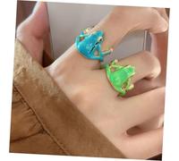 Didiseaon 2 pezzi Anelli Forma di Anfibio Regolabili da Donna Anellini Artigianali Aperti Gioielli Divertenti Unisex con Design Semplice e Versatile Adatti Tutte le Dita per Look Giocoso e