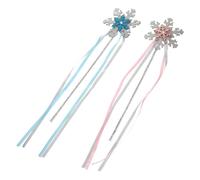 Didiseaon 2 pezzi Bacchette Incantate con Motivo Neve per Bambine Bacchette da Nastro in Rete Decorazioni per Feste di Compleanno e Temi Invernali Colori Argento e Rosa