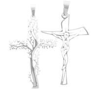 Didiseaon 2 Pezzi Ciondolo a Croce di Gesù in Acciaio Inox, Ciondolo Vintage a Forma di Albero per Creazione Gioielli, Decorazione Religiosa per Collane e Braccialetti Fai da Te, Design